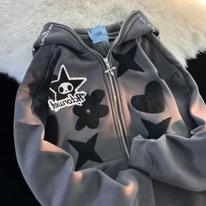 Sweats à capuche pour hommes Y2K Kawaii vêtements harajuku sweat à capuche entièrement zippé pour hommes automne hiver gothique Web sweat Hip Hop Grunge veste surdimensionnée manteau