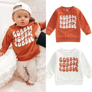 Hoodies Sweatshirts 0722 Lioraitiin 03 jaar Toddler Baby Thanksgiving Day Pullover Letter Letter Pruted Crew Neck Tops T -shirt 230203