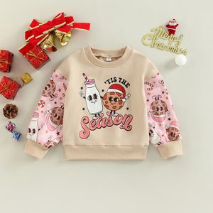 Sweats à capuche 0901 Lioraitiin 04 ans enfants filles sweat de noël à manches longues col rond Cookie imprimé hauts pull 221203