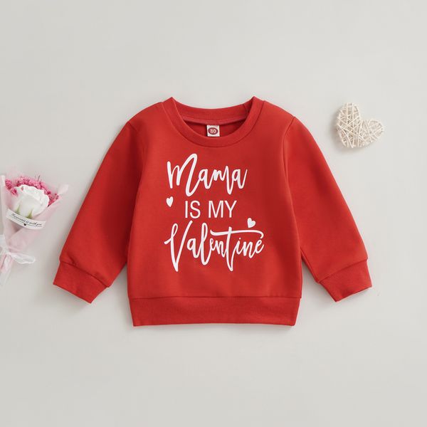 Sweats à capuche -10-20 Lioraitiin 0-4ans enfant en bas âge enfant filles Saint Valentin chemise à manches longues col rond lettres imprimer haut ample 230317