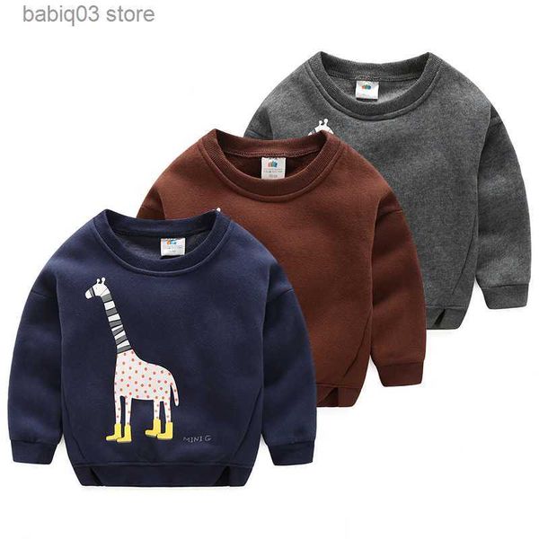 Sweats à capuche 2022 Automne Hiver Chaud 2-10 Ans Enfants À Manches Longues Dessin Animé Animal Imprimer Enfants École Bébé Beau Garçon Polaire Sweat T230720