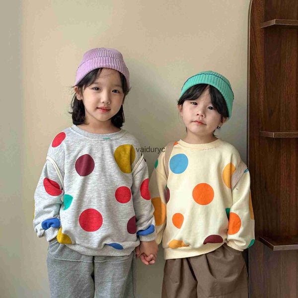 Sweats à capuche Sweatshirts 2024 Printemps Nouveaux Enfants Filles Coloré Dot Imprimer Sweat Lâche Enfants À Manches Longues Casual Tops Enfant Pull Bébé Vêtementsvaiduryc