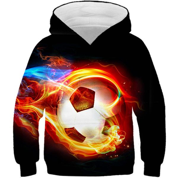 Sweats à capuche Sweats Automne Enfants Space Galaxy 3D Hoodies Feu Football Coloré Peinture Impression Garçons Filles Sweats Enfants Mode Pulls 230227