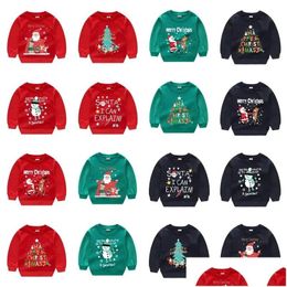 Sweats à capuche Sweatshirts Bébé Fille Sweat-shirt de Noël Enfants Tendance Dessin animé Père Noël Imprimer Chaud Top Garçons Enfants Pull à manches longues D DHS0H