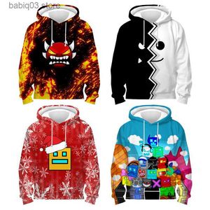 Hoodies Sweatshirts Jongens Meisjes Angry Geometry Dash Hoodies Kinderen Cartoon 3D Print Sweatshirts Tops Kids Anime Game Truien Jassen Streetwear T230720