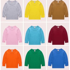 Sweats à capuche Sweats Coton Garçons T-shirt Solide 12 Couleurs Bonbons T-shirts pour Enfants Filles Hauts À Manches Longues Bébé Enfant Vêtements Maillot 212 Ans 230907