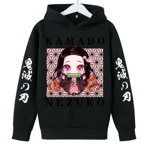 Hoodies Sweatshirts Demon Slayer Hoodie Kinderen 4-14 jaar Kleding Geschikt Baby Meisje Lange Mouw Hoodie Anime Yaiba Manga Trui 230826