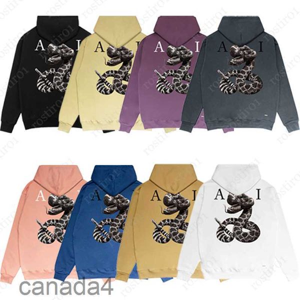 Sudaderas con capucha Sudaderas Diseñador para hombre Gráfico para mujer Sudadera con capucha a largo plazo Marca de moda Serpiente gigante Impreso Amari Sudadera con capucha Casual Algodón Suéter Suelto Varsity Clothin Y F0QT