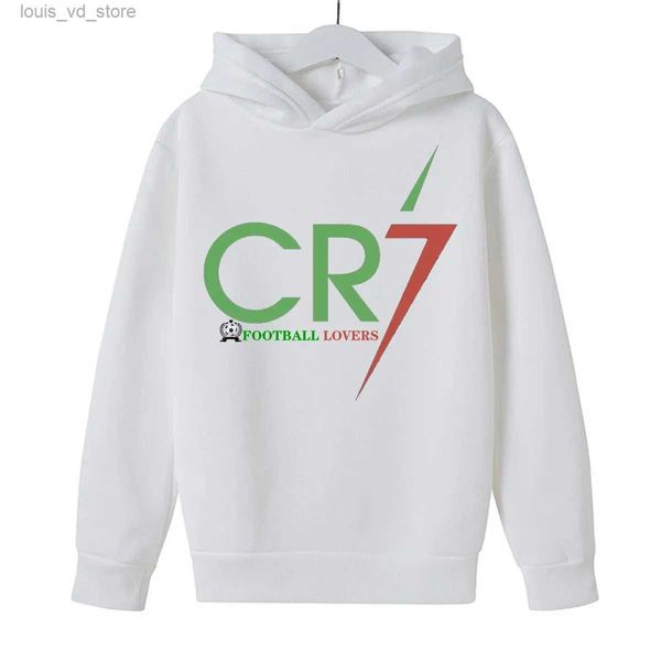 Hoodies Sweatshirts Fashion Childrens Sweat de football CR7 Children imprimé Spring and Automne Training Football Shirt Brossed Brossed Casual Pullover T240415
