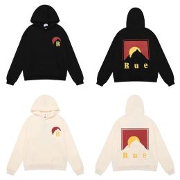 Hoodies Sweatshirts Modepaar Rhude Sailing Shield Print Hoge kwaliteit katoenen badstof trui Heren en dames dezelfde speelkaart met capuchon