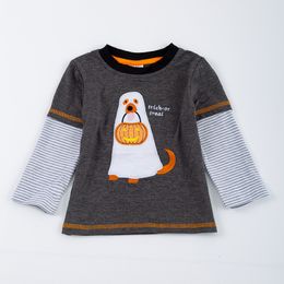 Sweats à capuche Girlymax Halloween Automne Dinosaure Citrouille Stripe Garçons Manches Longues Top Boutique Coton T-shirts Vêtements Pour Enfants 230901