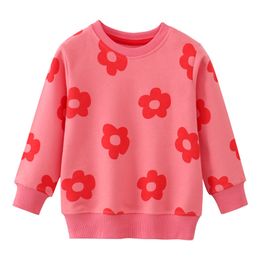 Sweats à capuche Sweatshirts Jumping Meters Arrivée Automne Printemps Filles Fleurs Imprimer Manches longues Sport Bébé Costume Chemises à capuche Enfants Tops 230901