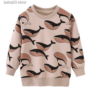 Hoodies Sweatshirts Jumping Meters New Arrival Autumn Boys Girls Sweatshirts Cotton Whale Print Hot Selling Kids Clothes Long Sleeve Sport Shirts T230907