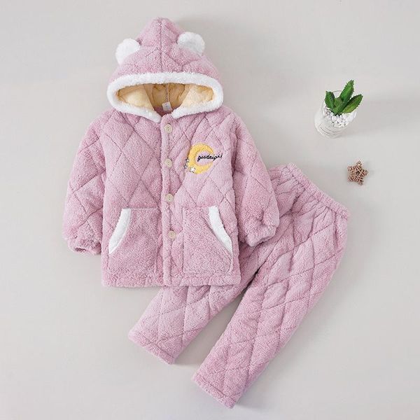 Sweats À Capuche Kawaii Hiver Épais En Peluche Parent-Enfant Pyjama Garder Au Chaud Pour Garçons Filles Flanelle À Manches Longues Mignon Dessin Animé Maison Famille C