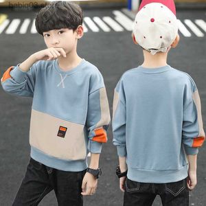 Sweats à capuche Sweatshirts Vêtements pour enfants Garçons 4-12ans Automne / Hiver Sweat-shirt à manches longues T-shirt Enfants Garçon Sweatshirts Teen Boys Patchwork Top Pull T230907