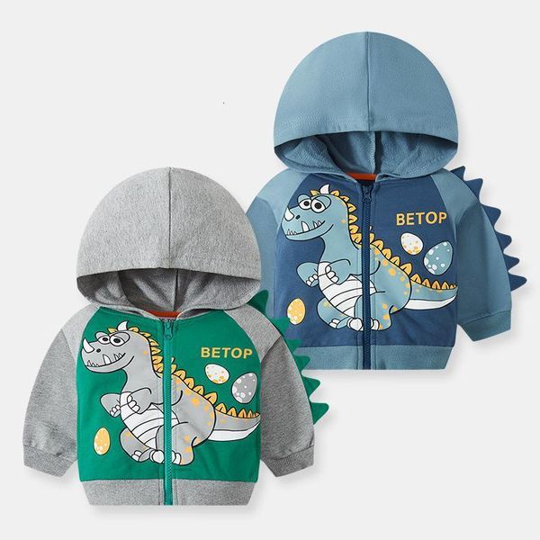 Sudaderas con capucha, versión coreana de dinosaurio para niños, camisa con capucha y cremallera para suéter para niños, chaqueta, estilo primaveral 230729