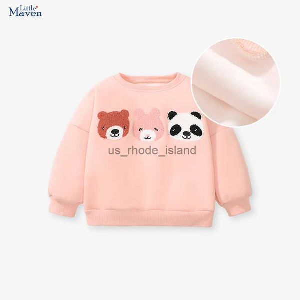 Sudaderas con capucha Sudaderas Little Maven Otoño Invierno Rosa Ropa para niños Bebés Niñas Ropa de abrigo de lana cálida Princesa de dibujos animados Panda Sudadera Sudaderas con capucha TopsL240125