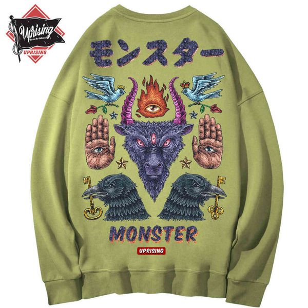 Sweats à capuche, Sweatshirts Monster Street Street Fashion Brand Personnalité Joint Hip-Hop Moto 211106