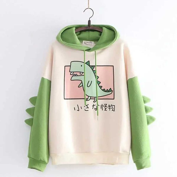 Sweats à capuche Sweatshirts New Cartoon Mens Spring and Automne Fashion Imprimement de la mode coréenne Sports Dinosaure Hoodie Top 240425