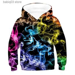 Hoodies Sweatshirts New Hot Sale Kinderen Jongens Sweatshirt met capuchon Lange mouw 3D Print Optische illusie met zakken Blauw Paars Kinderen Tops 3-14 jaar T230720