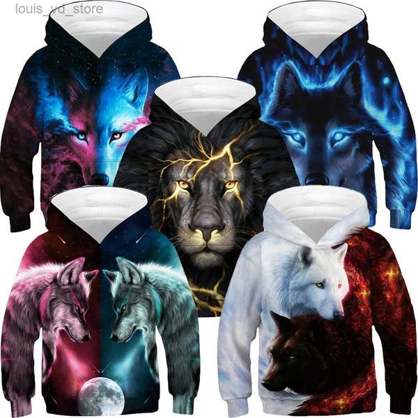 Sudaderas con capucha Sudaderas New Real Wolf Sudadera con capucha 3D para niños Primavera Otoño Una variedad de estilos Sudaderas con capucha para niños Abrigos 4-14 años Ropa para adolescentes T231202