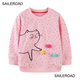 Sweats à capuche Sweatshirts Saileroad Bébé Filles Animaux Chats Enfant Automne Infantile Vêtements Pour Enfants Couleurs Roses 210913 Drop Livraison Enfants Ma Dhjv0