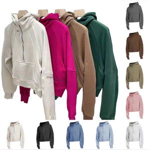 Hoodies Sweatshirts Scuba Yoga Dames Hoodie Jassen Dikke S Halve Rits Badstof Designer Trui Chothing Losse Korte Kleding Winter 66695 Weeater Hort