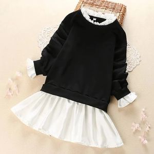 Sweats à capuche Sweatshirts Adolescent Filles Automne Hiver 2023 Enfants Pull T-shirt Robes longues Princesse Sweat à capuche Sweat-shirt en dentelle 4 5 6 7 8 9 10 11 ans 231021