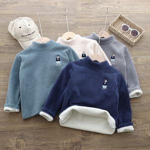 Sweats à capuche Sweatshirts hiver bébé garçon t-shirt hauts en peluche épaissie t-shirt à manches longues haut à col roulé sous-vêtements vêtements pour enfants 230830