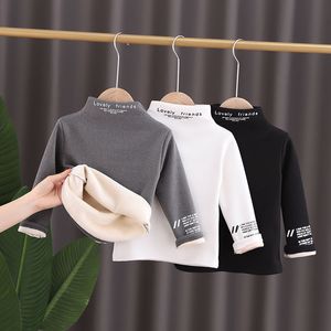 Sweats à capuche Sweatshirts Hiver Polyester Garçons Filles T-shirt Version coréenne Mode Plus Velours Épais Demi-Col Roulé Casual Vêtements Pour Enfants 230906