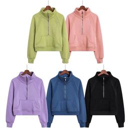 Hoodies Femmes Scuba Half Zip Sweats à capuche LU-03 Pulloir à collier élevé pour femmes Automne Overwear Coat Casual Casual Warm Warm Fleece épaissis Sports Sweet