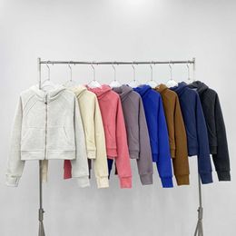 Sweat à capuche de Yoga et de plongée pour femmes, veste à fermeture éclair complète, vêtements de sport, de sport, de loisirs, en peluche, manteau Fiess décontracté, Lu-16