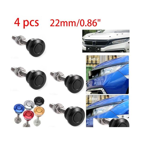 Hottes 22Mm 4 Pcs Voiture Bouton-Poussoir Capot Capot Pin Verrouillage Clip Kit Libération Rapide Sexy Moteur Bonnets Accessoires Style Drop Delivery Mo Dh1Xf