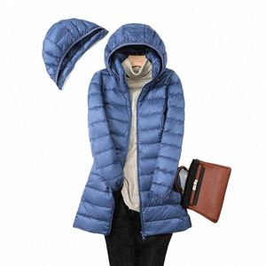 Sweat à capuche Lg Blanc Canard Down Manteau Automne Hiver Portable À Capuche Puffer Down Veste Femmes Casual Double Fermeture À Glissière Coupe-Vent Mince Lumière D0CP #