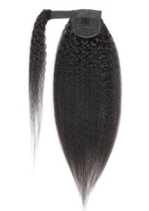 HOOk Loop Ponytails Kinky Straight Brasileño Peruano Virgen Cabello humano 824 pulgadas Yaki Color natural Cabello humano indio 100g Cabello 4599366