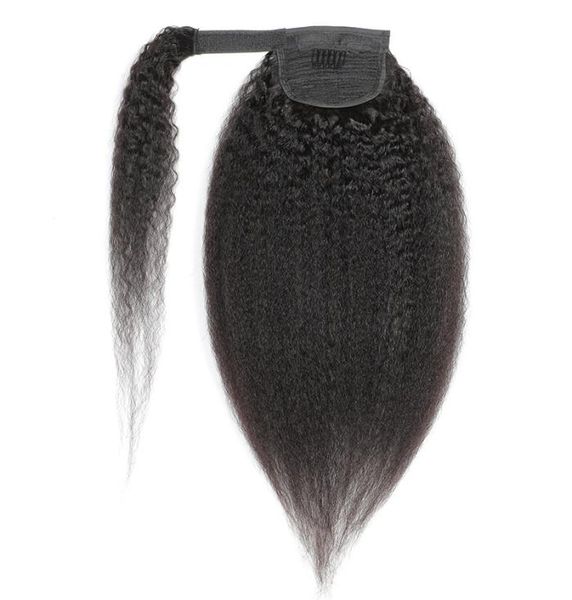 HOOk Loop Ponytails Kinky Straight Brasileño Peruano Virgen Cabello humano 824 pulgadas Yaki Color natural Cabello humano indio 100g Cabello 9273057