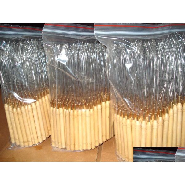 Hook Needles 100 PCS Luce Pling aguja Micro extensiones de cabello Herramientas para mango de madera Productos de entrega de gotas