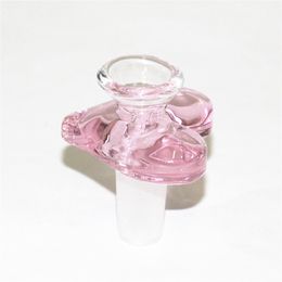 Narguilé 14mm 18mm bols en verre rose forme de coeur Bong bol mâle pièce pour tuyau d'eau Dab Rig fumer accessoires