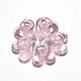 narguilé 14mm bol en verre en forme de coeur rose mâle joint tabac bol à main pièce accessoires de fumer pour Bong conduite d'eau plate-forme pétrolière cendrier en verre