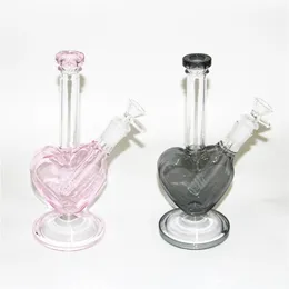 Narguilé 9 pouces fumée belle amour conduites d'eau bongs en verre en forme de coeur épaisseur de plate-forme pétrolière pour fumer bong avec bol mâle et tige inférieure de 14 mm
