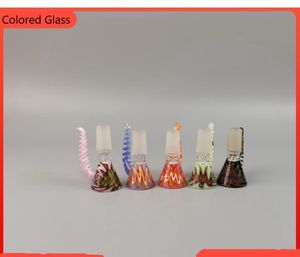 Accessoires de narguilé Heady Bol à fumer en verre coloré 14mm 18mm Bol mâle avec poignée Belle glissière pour Bubbler Ash Catcher Bong Bols