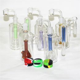 Narguilé Ash Catcher Adaptateurs avec 14mm femelle mâle Conduites d'eau Catchers 5ml Silicone Container Reclaimer Ashcatcher pour Glass Bongs