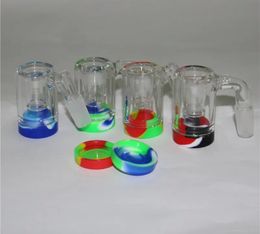 Narguilé Ash Catcher avec 14mm femelle mâle Conduites d'eau Catchers 5ML Silicone Container Reclaimer Épais Ashcatcher pour Glass Bongs LL