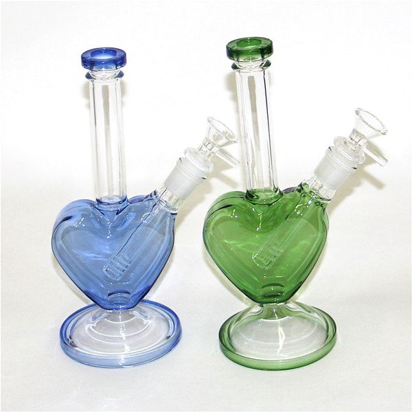 Béchers de narguilé en forme de coeur bong en verre conduites d'eau capteur de glace matériau épais pour fumer des bongs de 9 