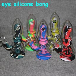 Hookah Big Eyes Heady Oil Rigs 14mm gewricht kleurrijk water Bong glazen pijp siliconen nectar dabbergereedschap