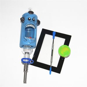 Diseño de dibujos animados de narguile Kit de néctar de vidrio con Pyrex 14 mm Cachimbas masculinas Tubos de quemador de aceite 5 ml Recipiente de silicona Reclamador Bongs de agua