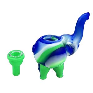 Hookah Colorido Silicona Elefante Forma Tubos Pipa de agua portátil Hierba Tabaco Plataformas petroleras Vidrio Agujero poroso Filtro Tazón Pipas de mano Fumar Cigarrillo Titular Bong Tubo