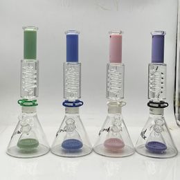 Hookah Glass Bong Vaso de glicerina Pipa para fumar con aceite Pipa de agua con tazón de 18,8 mm y clip de color