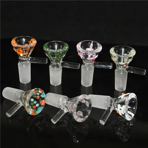 Hookah glazen bongglaasjes met handgreepkom trechter mannelijke kleurrijke rookaccessoires waterpijp bongs 14 mm kommen bedwelmende glijbaan