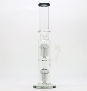 Narguilé verre bong pipe à eau 13 pouces filtre à double branche transparent bongs droits dab rig avec bol de tabac de 14mm pour fumer